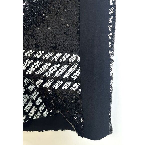 Ted Baker 4 Black White Hoopss Checkered Sequin Mini Skirt Size 12 US Windowpane - Picture 5 of 16